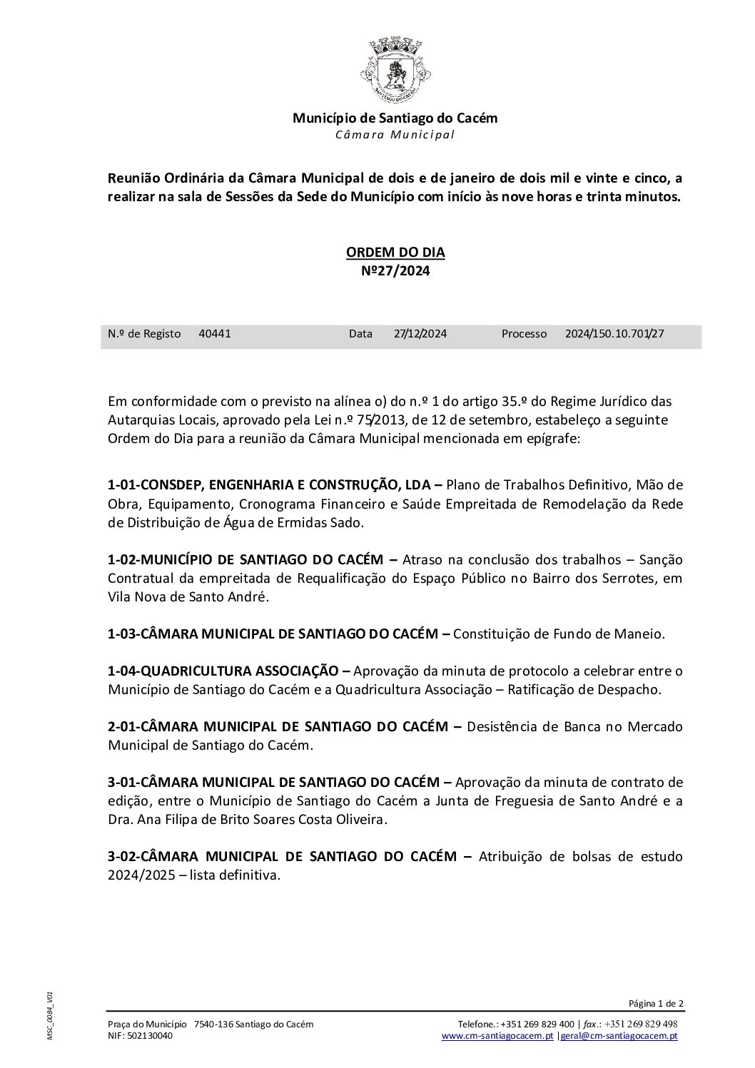01 Agenda do dia 2 de janeiro de 2025