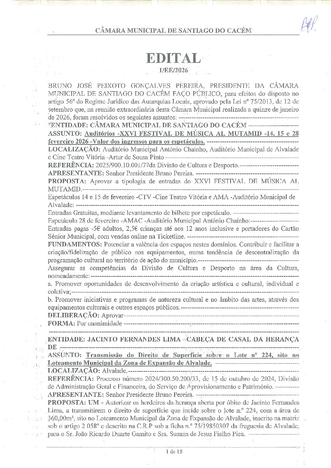 01 Edital N.º 1 CM 15 de janeiro de 2026