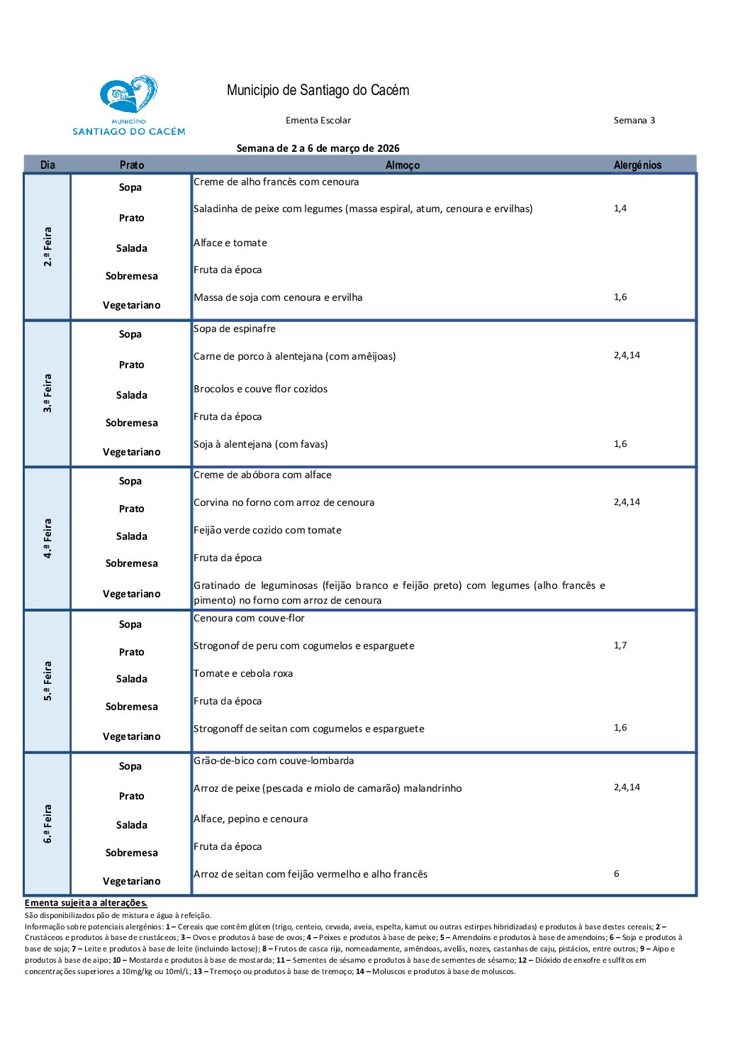 02 Semana de 2 a 6 de março de 2026