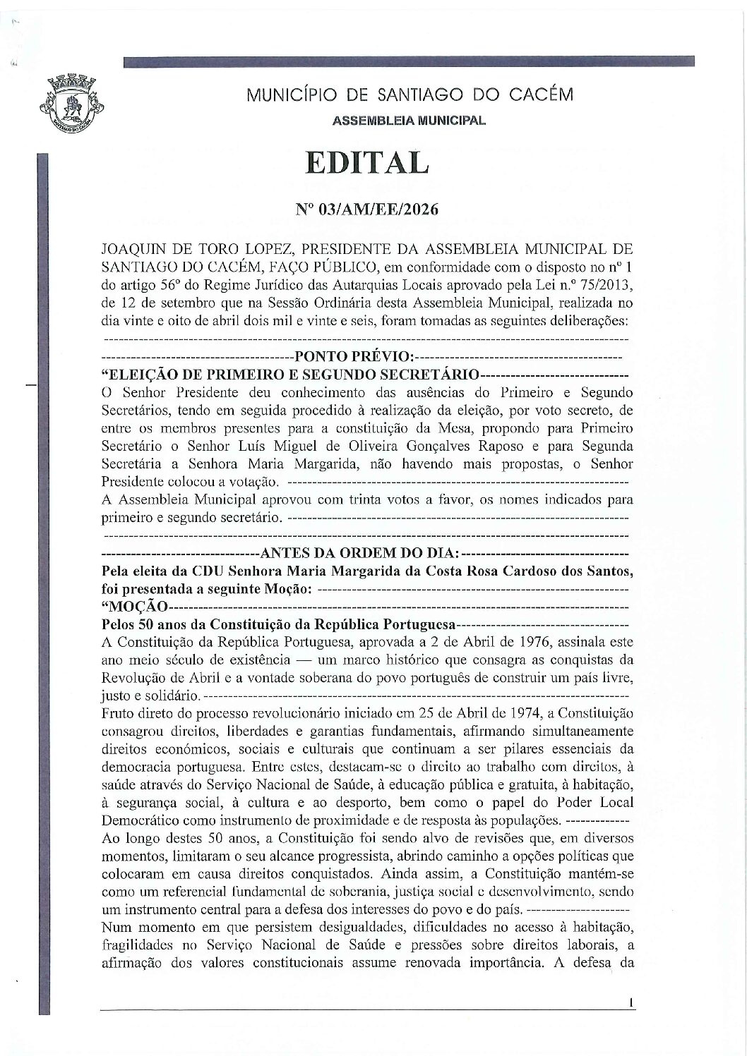 03 Edital N.º 3 – Sessão do dia 26 de abril de 2026