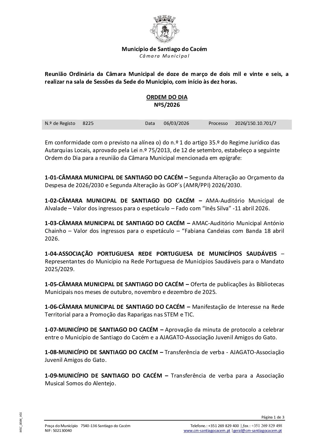 05 Agenda do dia 12 de março de 2026