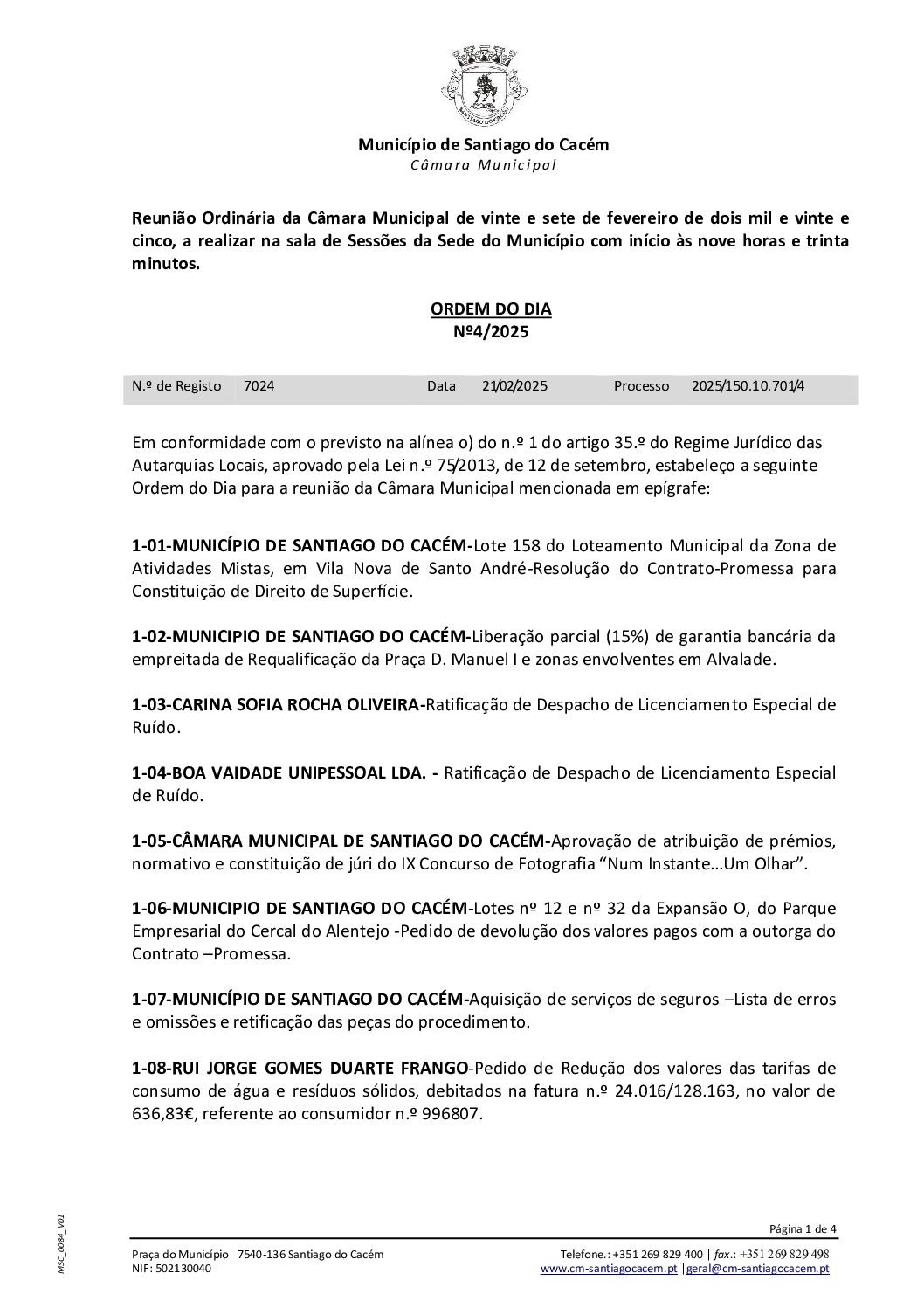 05 Agenda do dia 27 de fevereiro de 2025
