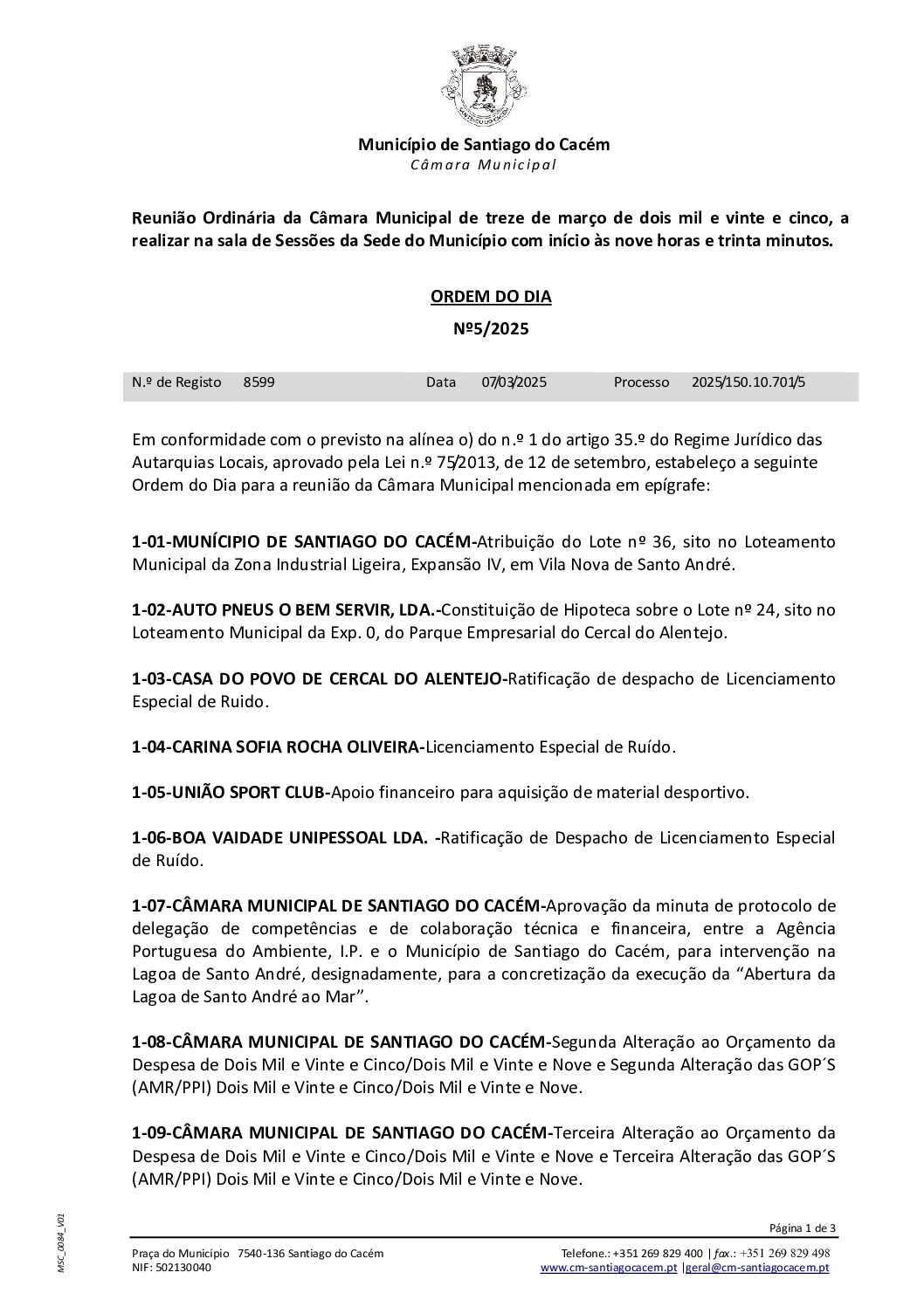 06 Agenda do dia 13 de março de 2025