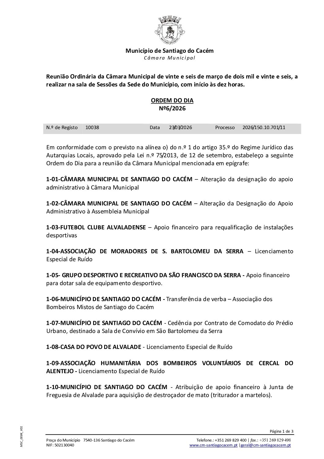 06 Agenda do dia 26 de março de 2026