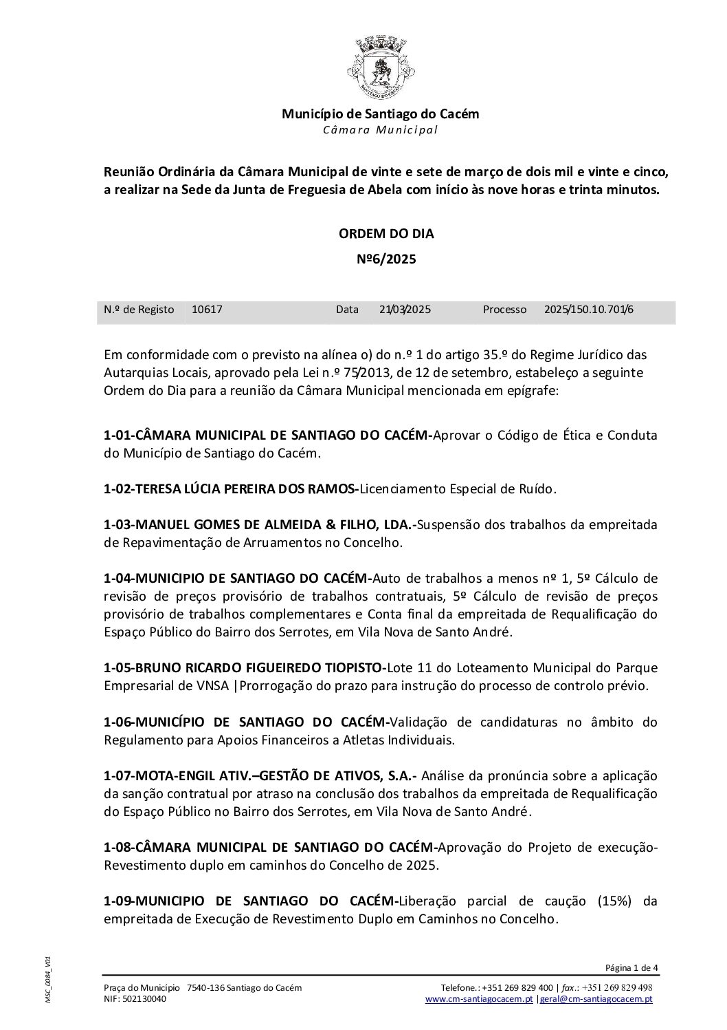 07 Agenda do dia 27 de março de 2025