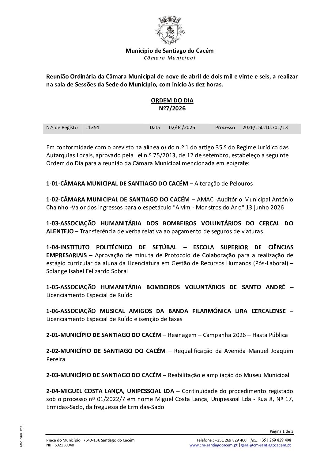 07 Agenda do dia 9 de abril de 2026