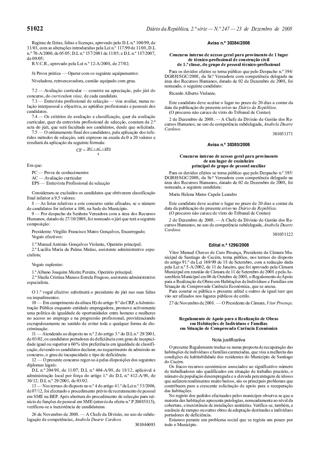 07a Regulamento de Apoio para a Realização de Obras em Habitações de Indivíduos e Famílias em Situação de Comprovada Carência Económica