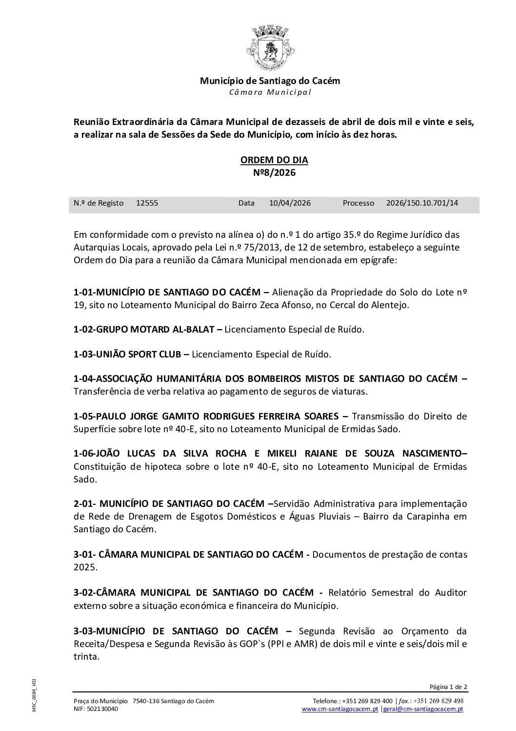 08 Agenda do dia 16 de abril de 2026