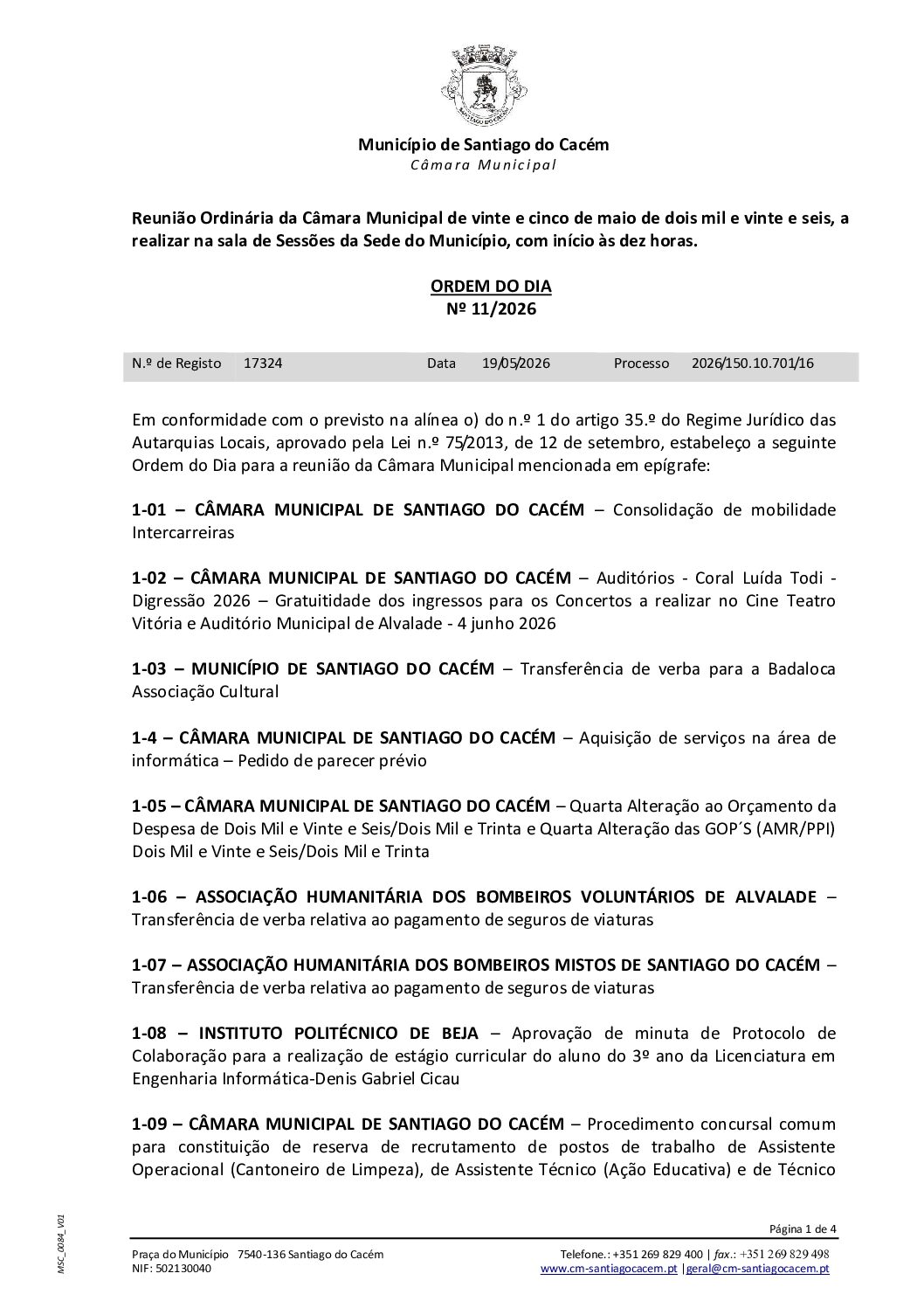 11 Agenda do dia 25 de maio de 2026