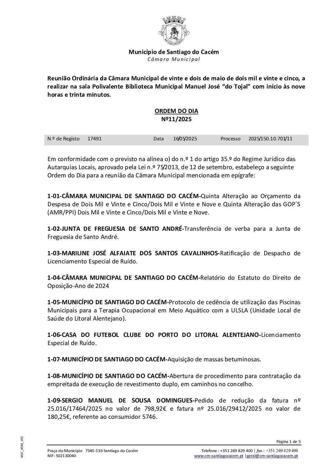 12 Agenda do dia 22 de maio de 2025