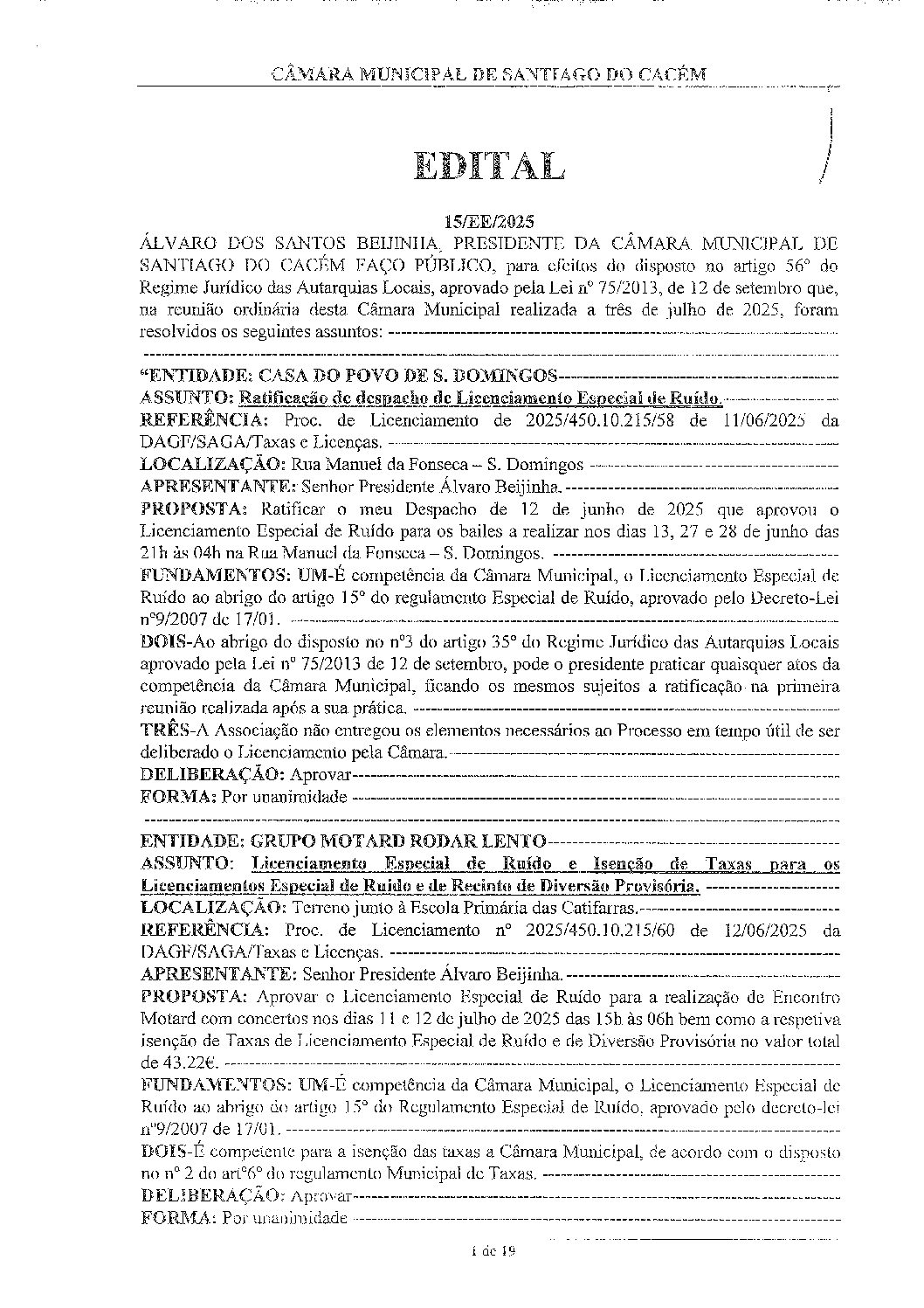 15 Edital N.º 15 CM 03 de julho de 2025