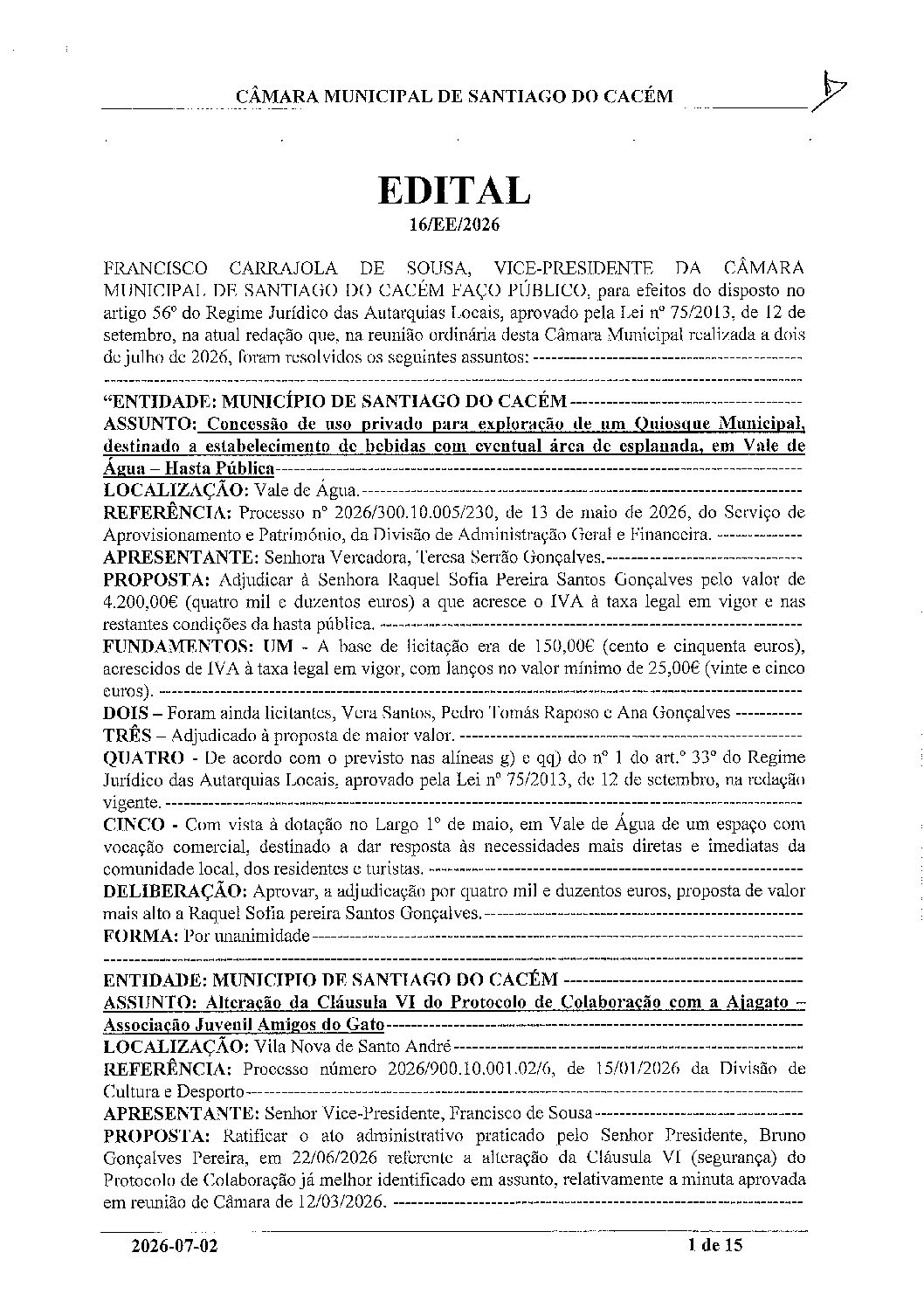 16 Edital N.º 16 CM 02 de julho de 2026