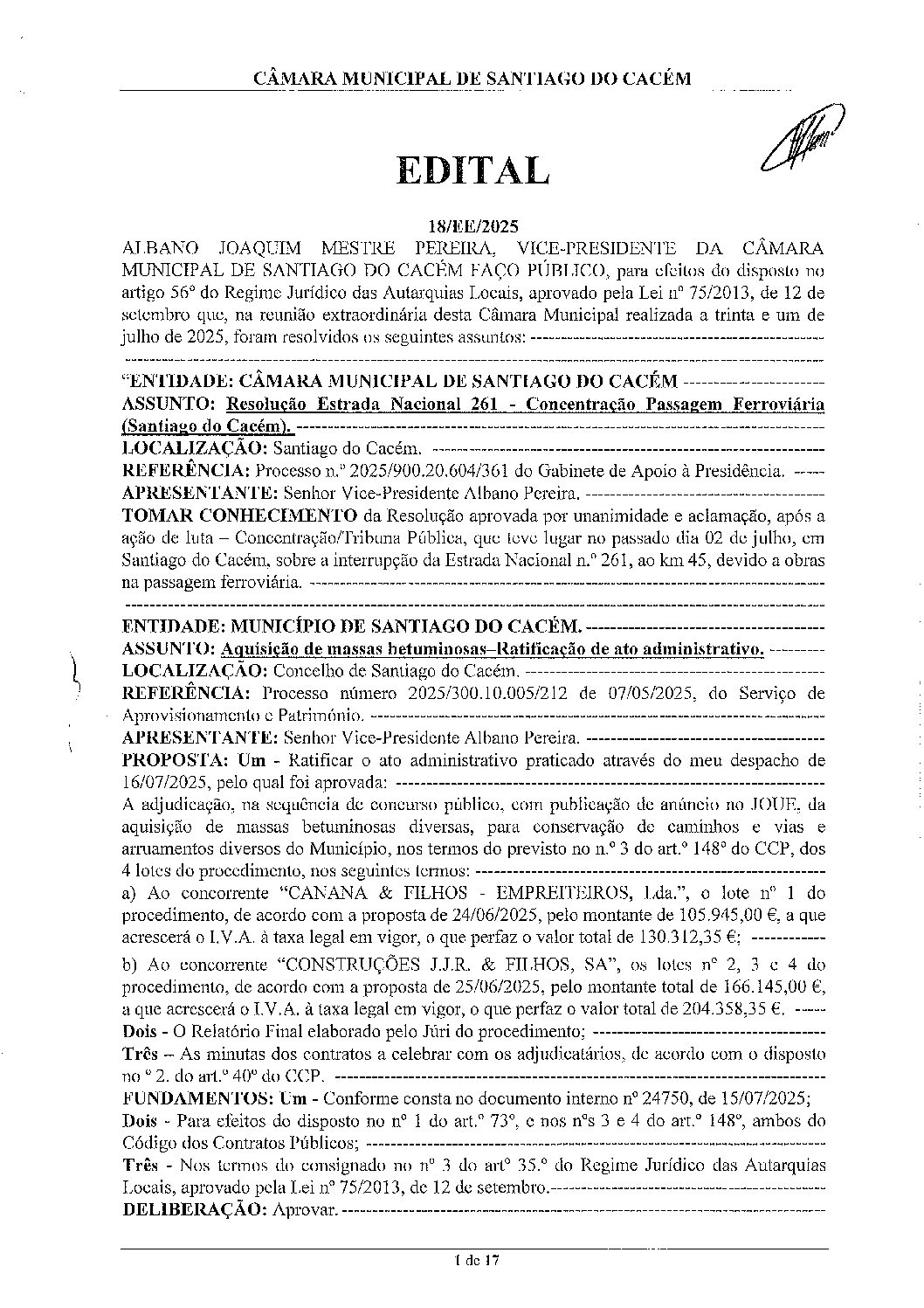 18 Edital N.º 18 CM 31 de julho de 2025