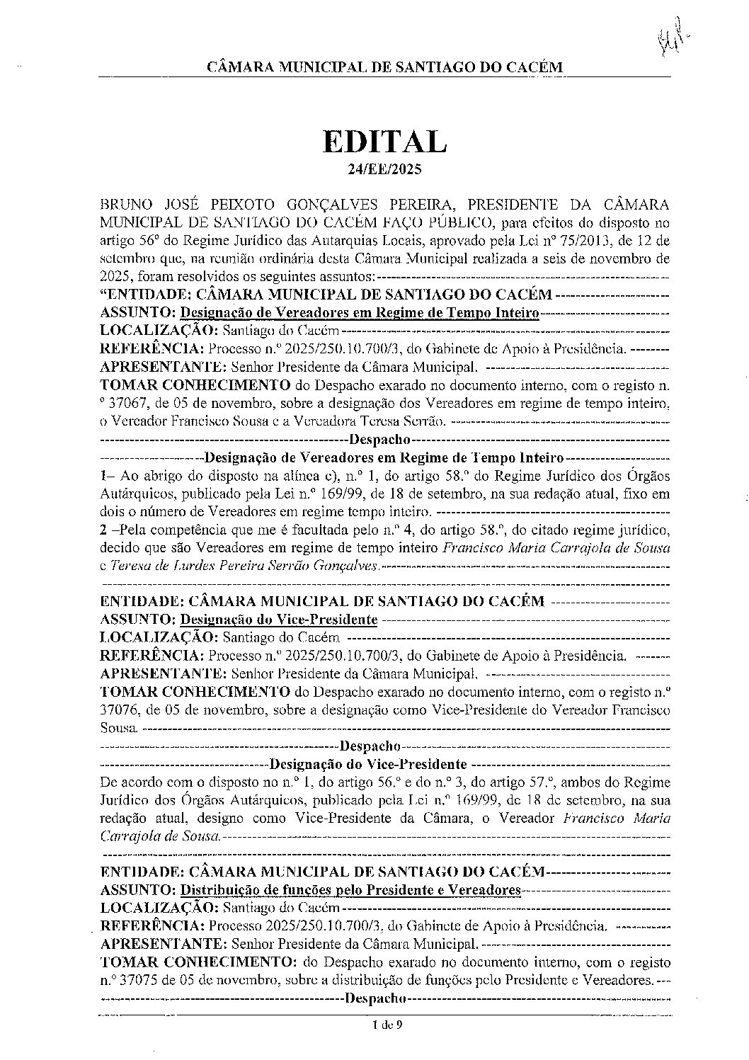 24 Edital N.º 24 CM 06 de novembro de 2025