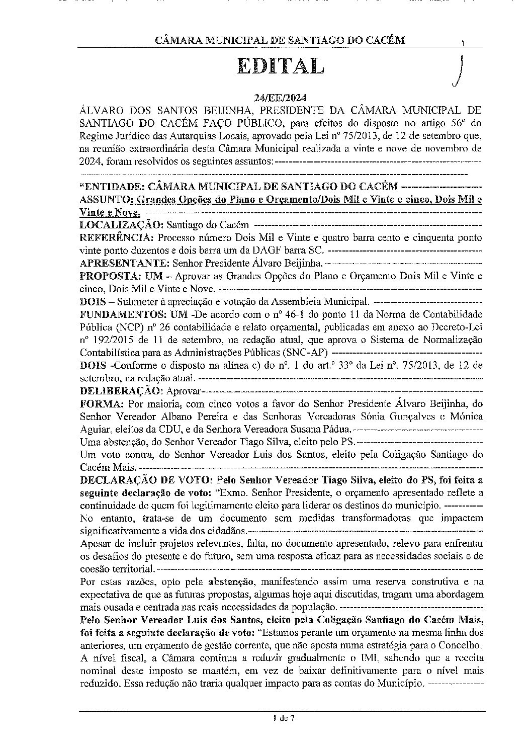 24 Edital n.º 24 CM de 29 de novembro de 2024