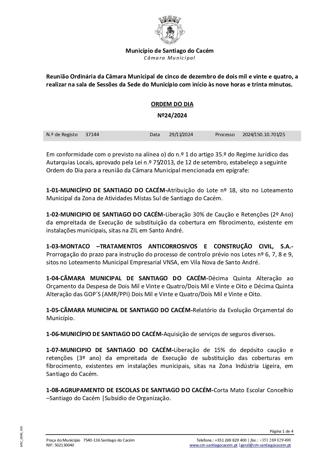 25 Agenda do dia 5 de dezembro de 2024