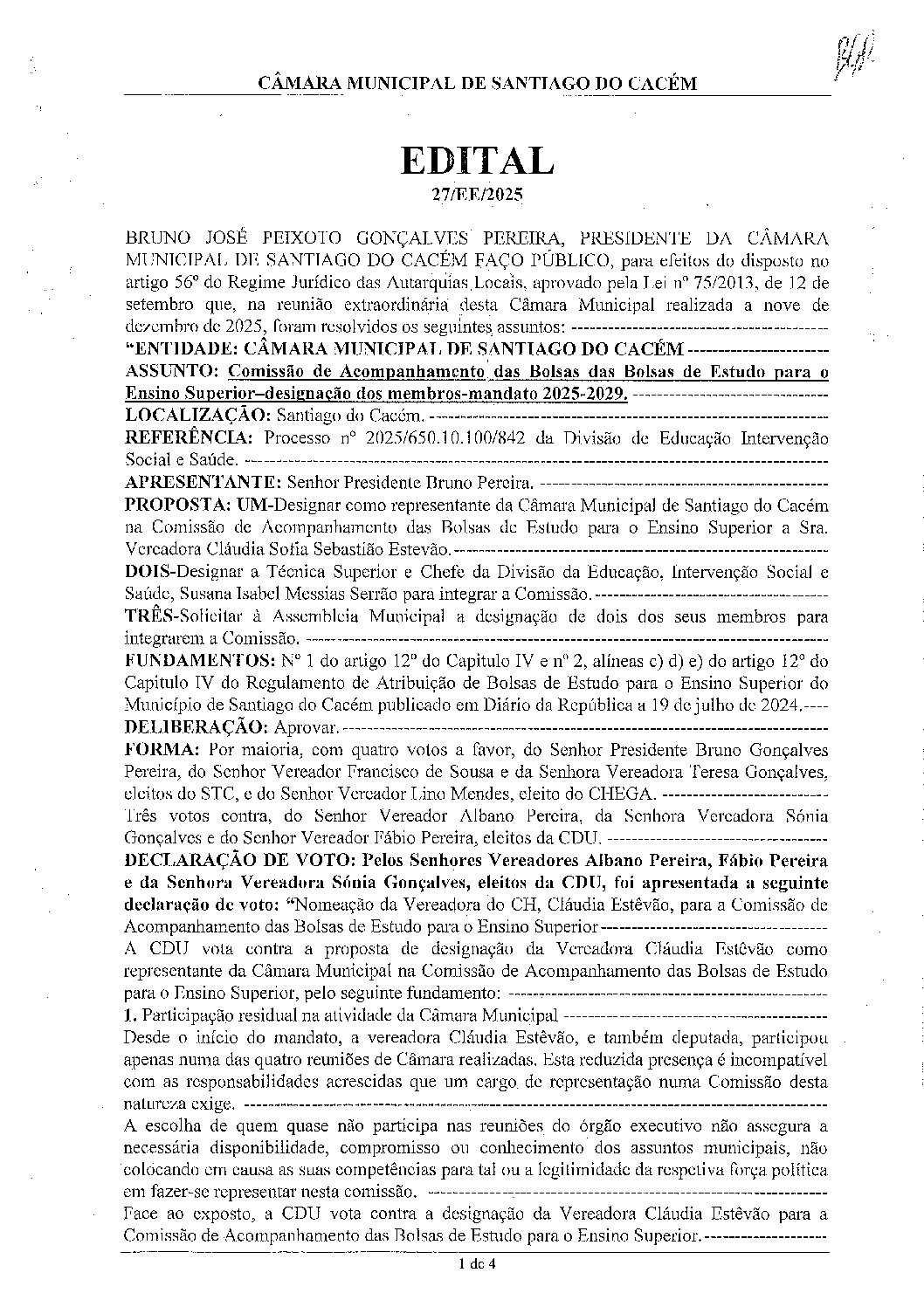27 Edital N.º 27 CM 9 de dezembro de 2025