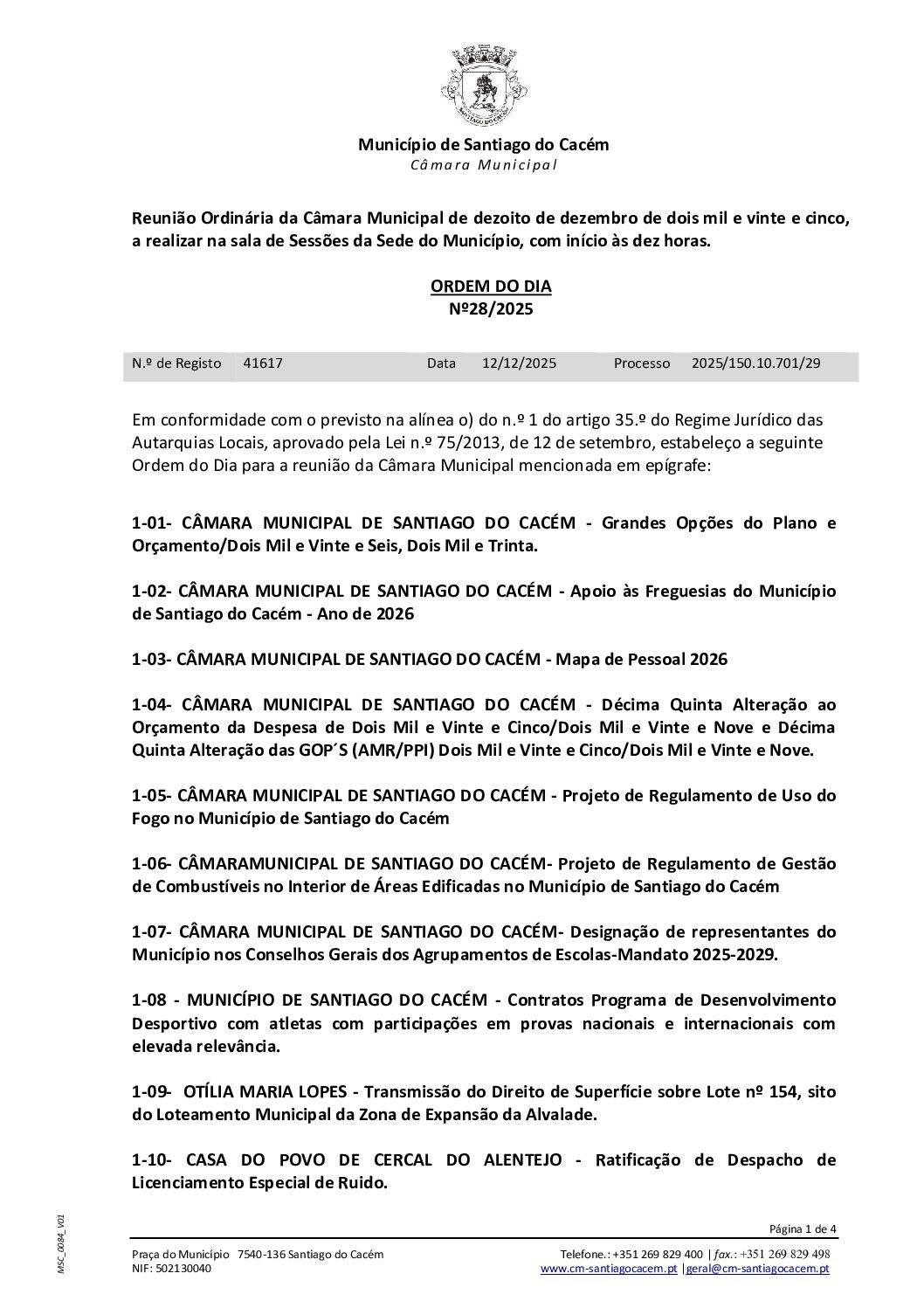 28 Agenda do dia 18 de dezembro de 2025