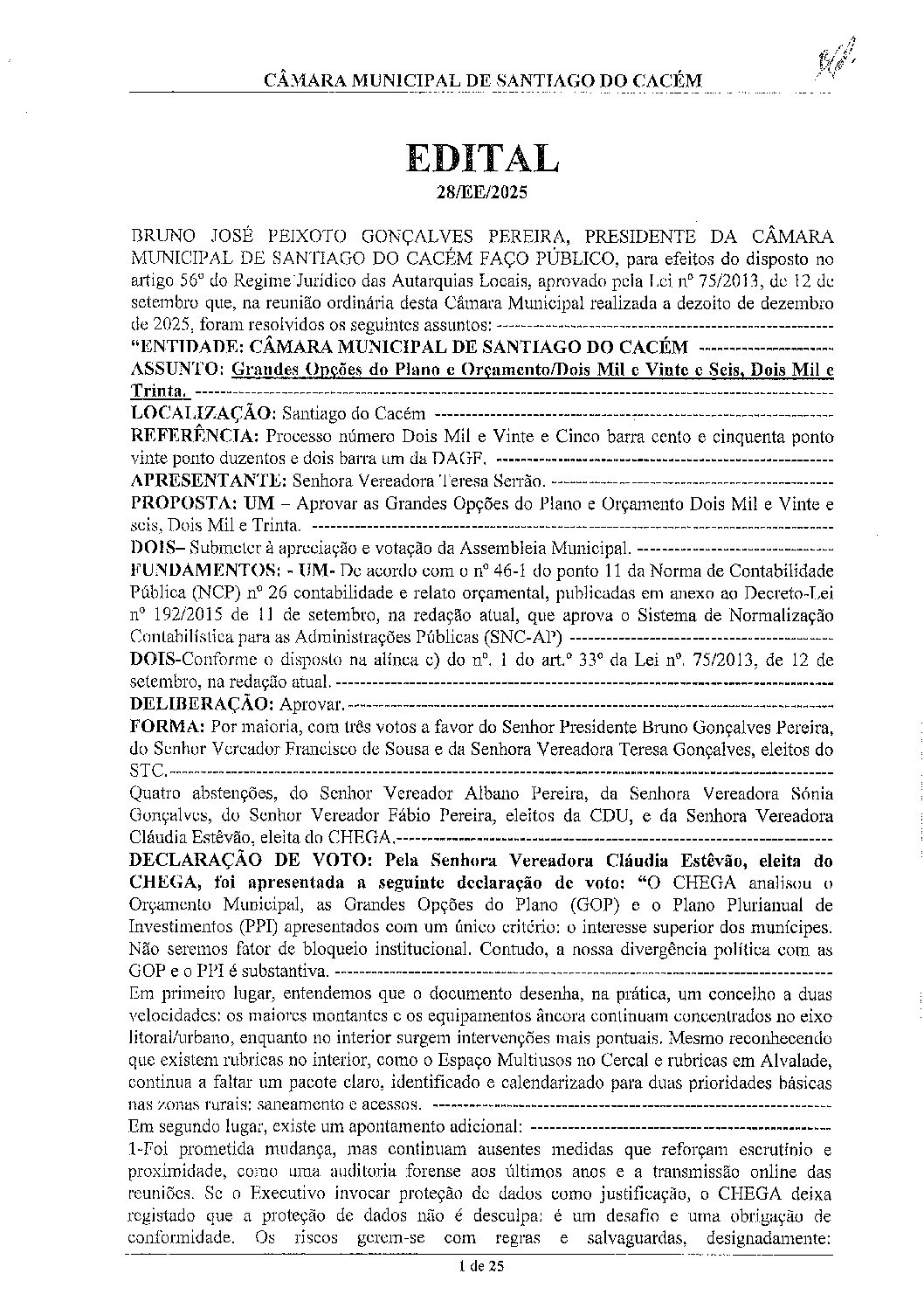 28 Edital N.º 28 CM 18 de dezembro de 2025