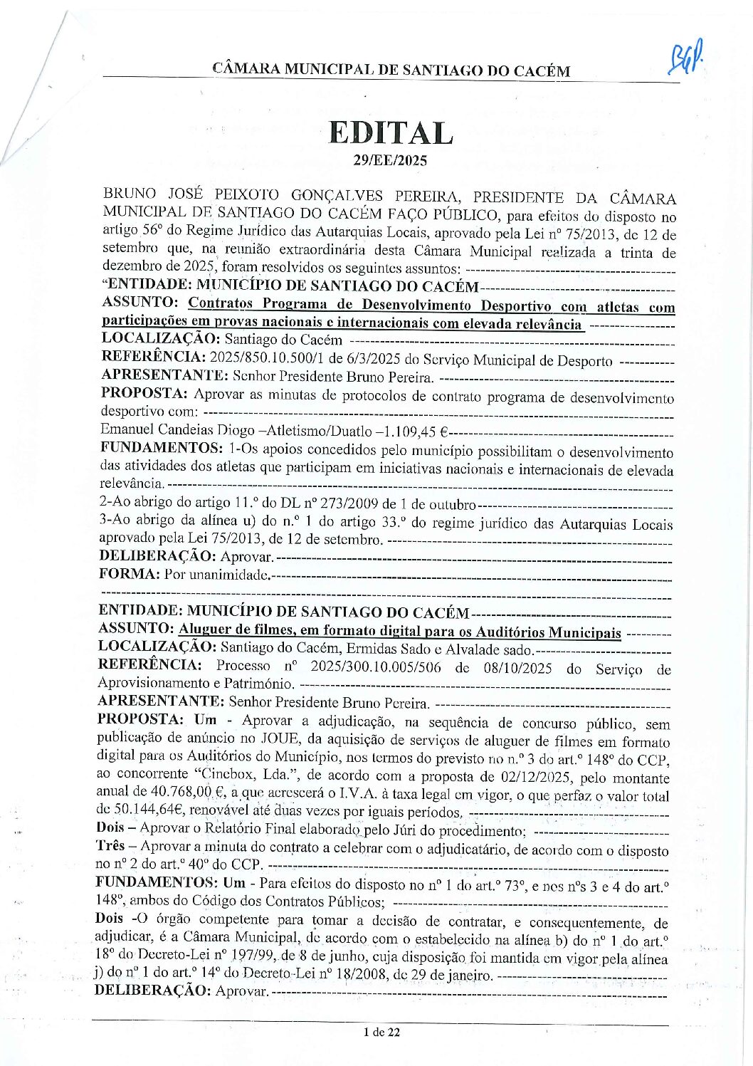 29 Edital N.º 29 CM 30 de dezembro de 2025