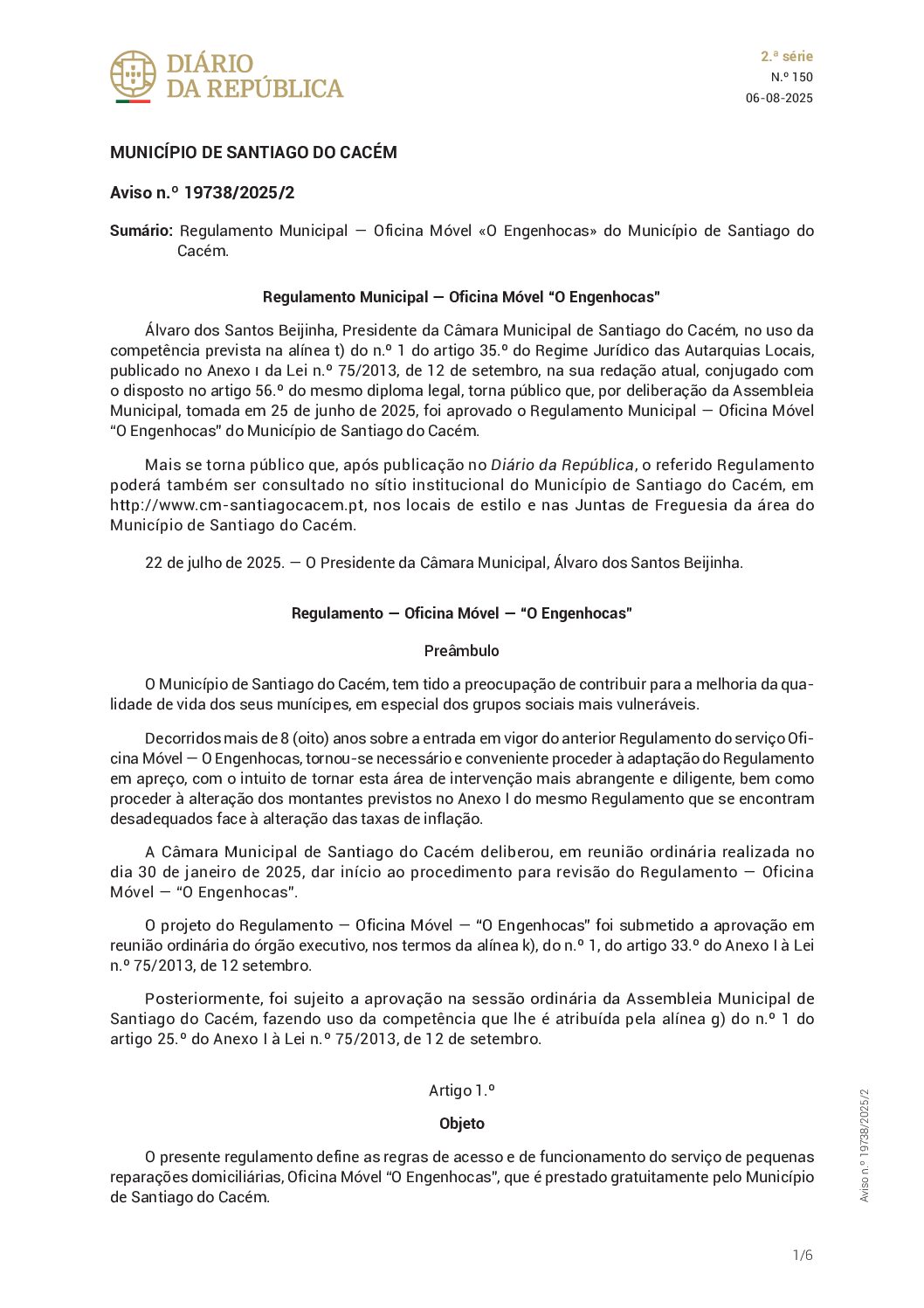 31 – Regulamento Municipal — Oficina Móvel “O Engenhocas”