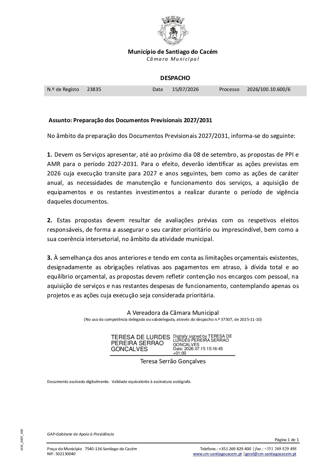 42 Preparação dos Documentos Previsionais 2027-2031