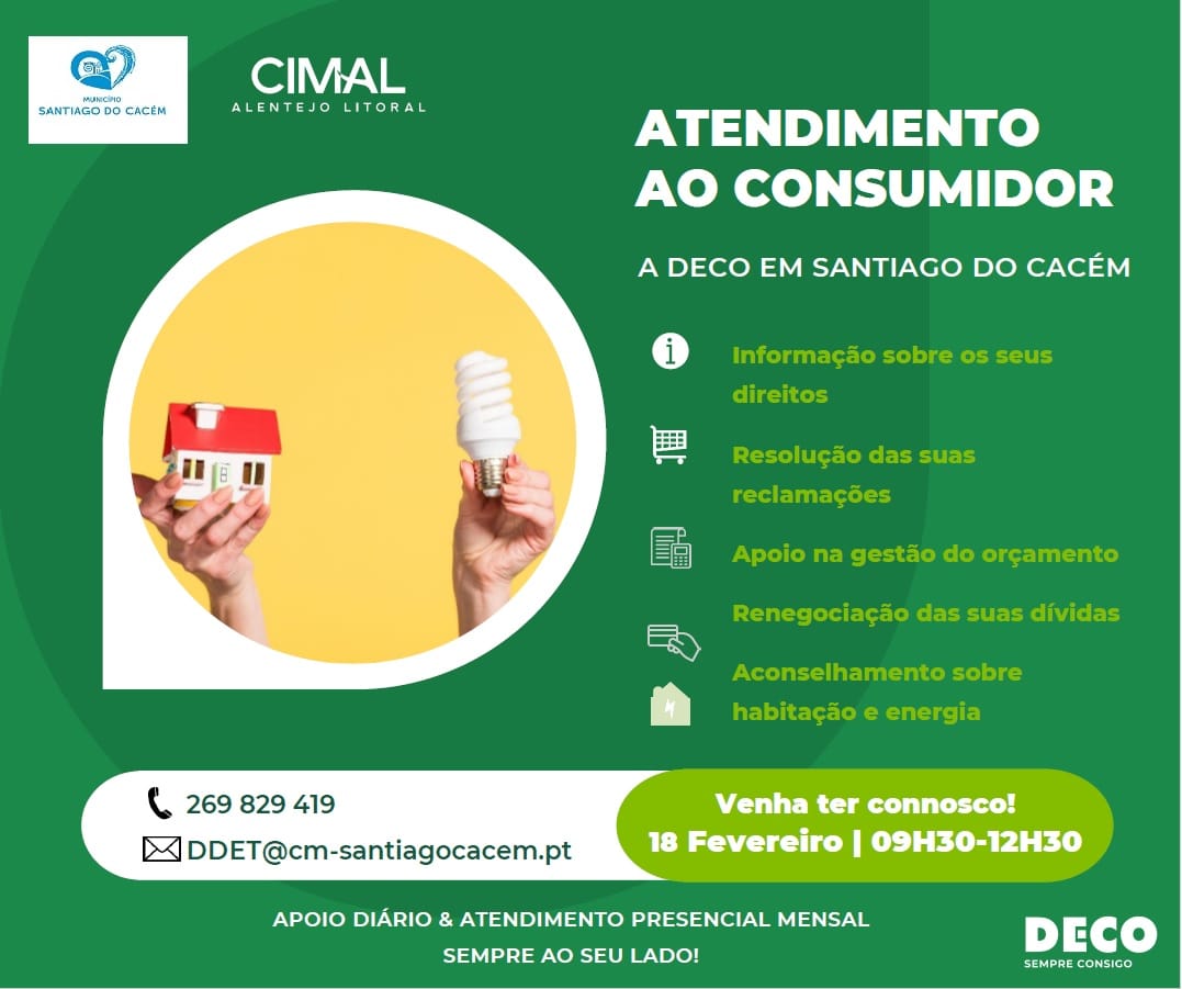 Atendimento DECO dia 18 de fevereiro