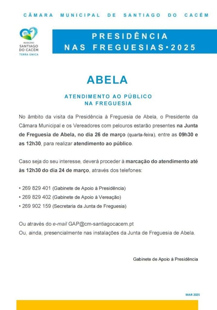 Atendimento – Presidência nas Freguesias 2025 – Abela