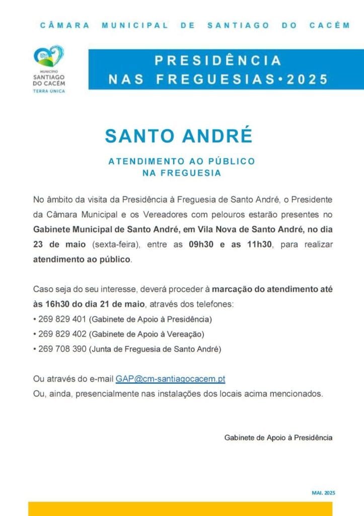 Atendimento – Presidência nas Freguesias 2025 – Santo André