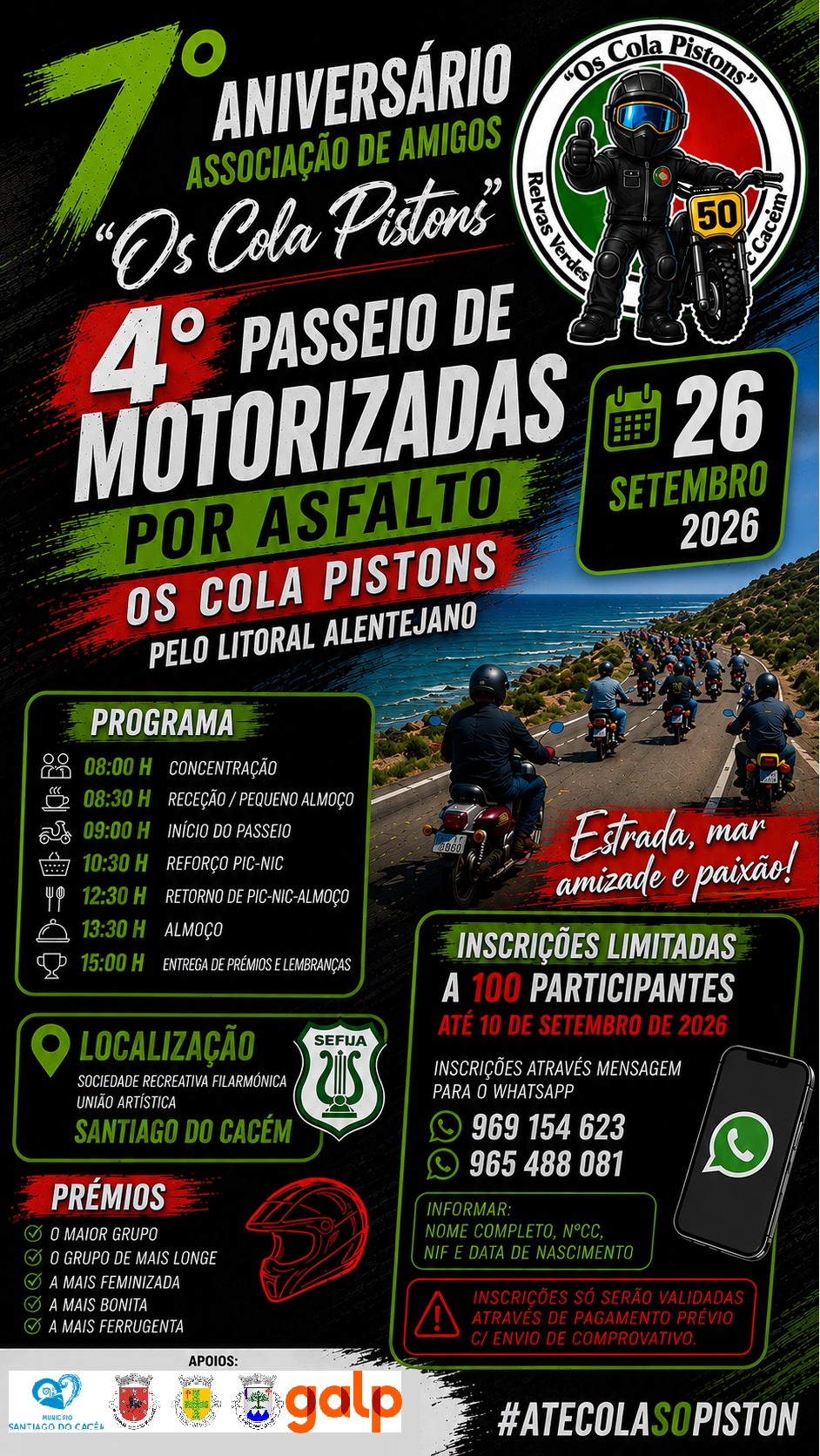 Cartaz 4º Passeio de ASFALTO - Os Cola Pistons