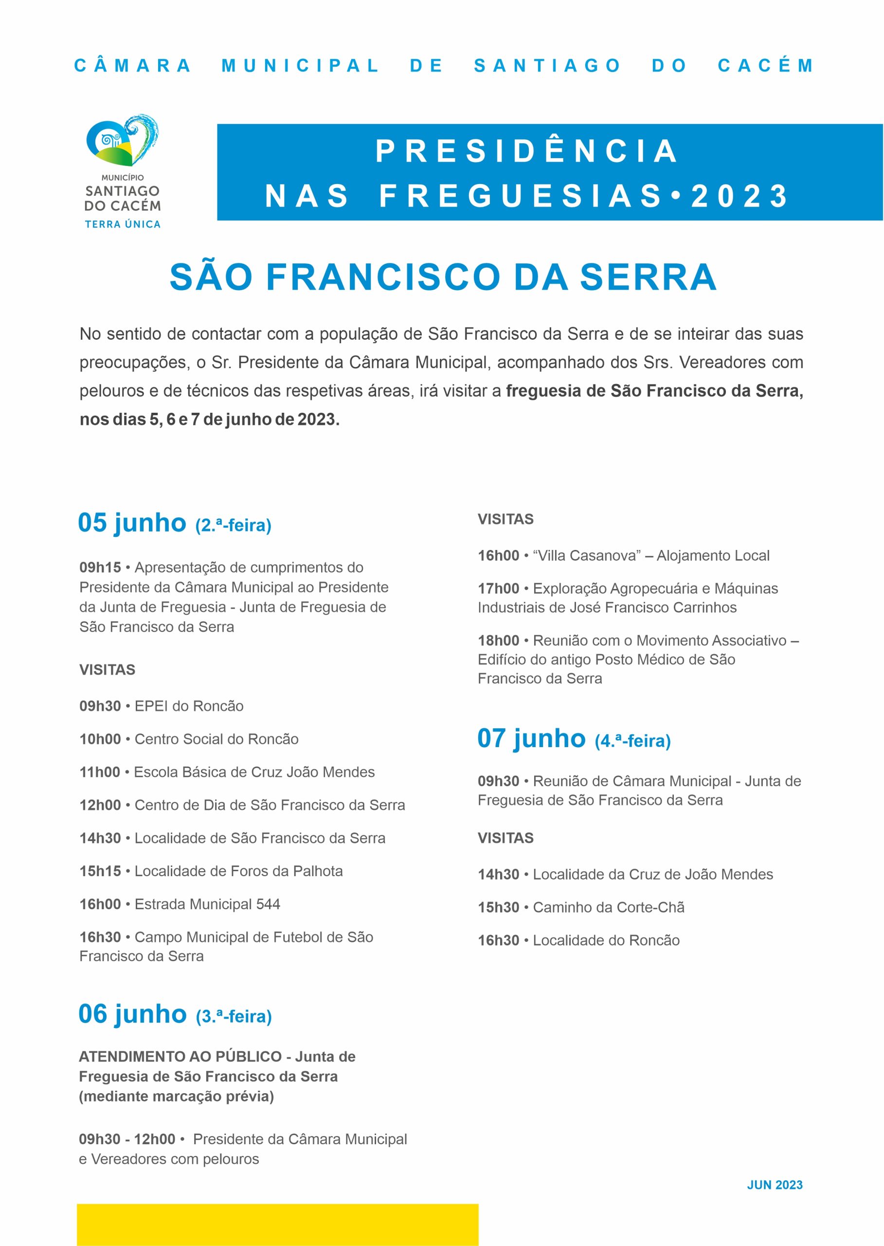 Presidência nas Freguesias 2023_programa São Francisco da Serra