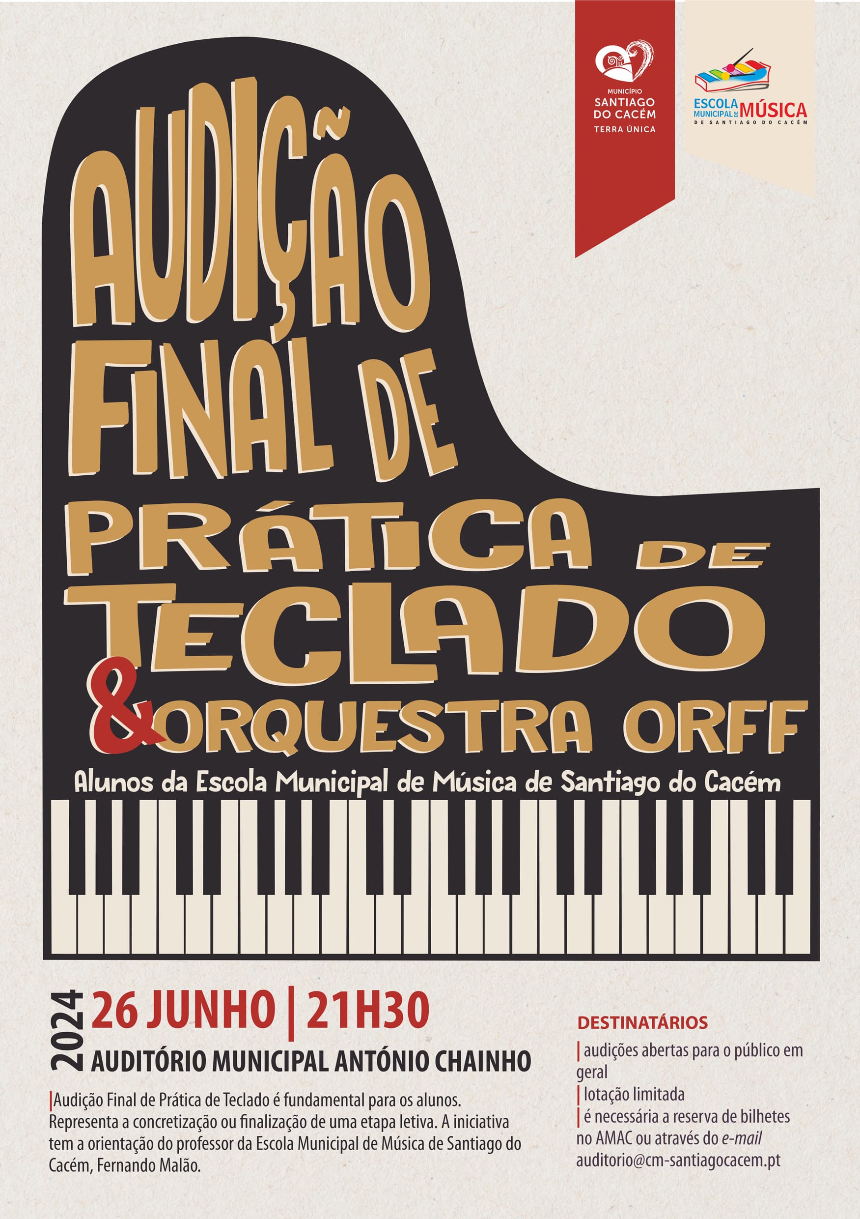Audição final de prática de teclado & orquestra orff