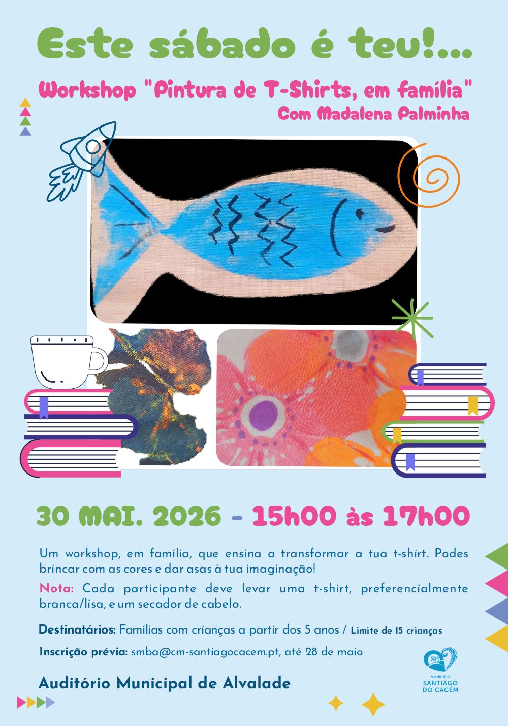 Workshop de pintura de t-shirts em família